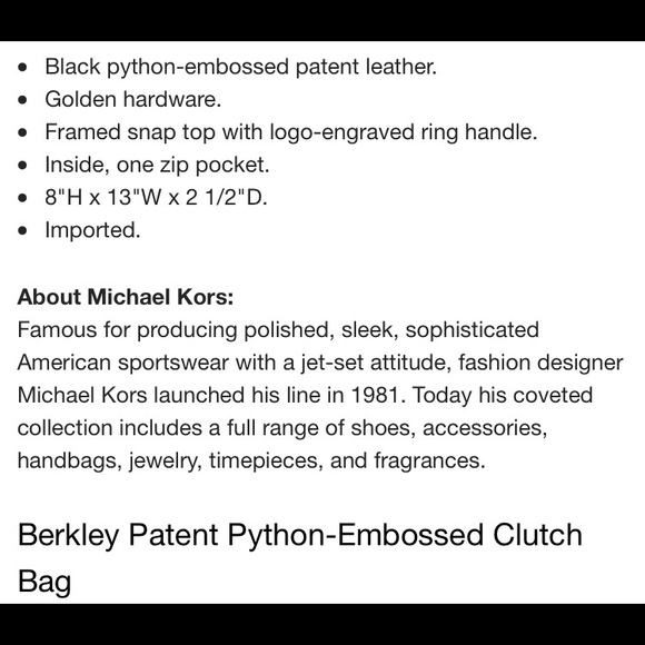 Michael Kors Berkeley Clutch - python black patent - Picture 7 of 7